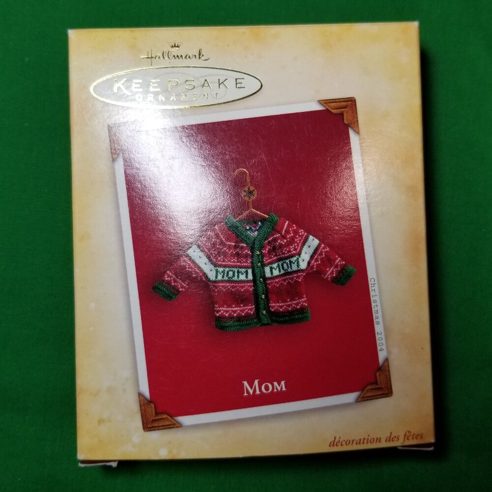Hallmark Keepsake Ornament 2004 Mom Ugly Sweater On Hanger Christmas Red Green